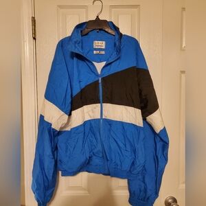 Vintage Retro Jacket Blue Black and White Adult Large